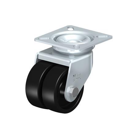 Lda Poa Steel Black Nylon Twin Wheeled Swivel Casters With Plate