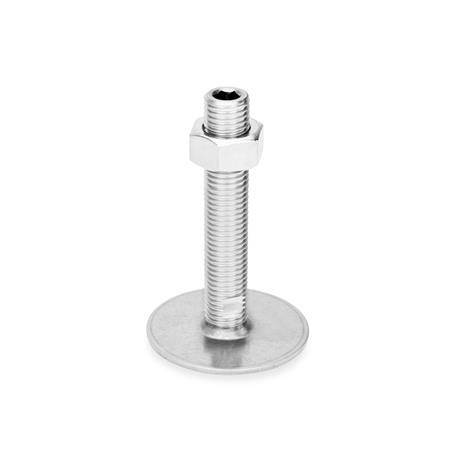 Winco 6T75SA6//GV Series GN 440.5 Stainless Steel Leveling Feet with Rubber Pad 3//8-16 Thread Size Inch Size 1.97 Base Diameter 2.95 Thread Length J.W