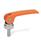 GN 927.4 Zinc Die-Cast Clamping Levers with Eccentrical Cam, Threaded Stud Type, with Stainless Steel Components Type: A - Plastic contact plate with setting nut
Color: O - Orange, RAL 2004