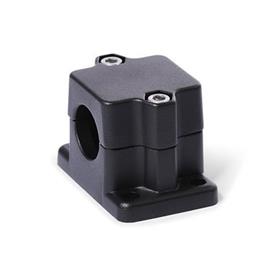 GN 147.1 Aluminum Flanged Linear Actuator Connectors, Split Assembly, with 4 Mounting Holes d<sub>1</sub> / s: B - Bore<br />Finish: SW - Black, RAL 9005, textured finish