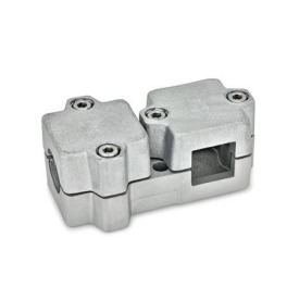 GN 194 Abrazaderas para conectores en ángulo en T, de aluminio, montaje multipiezas Bildzuordnung1: B - Orificio<br />Bildzuordnung2: V - Cuadrado<br />Acabado: BL - Acabado liso, Acabado granallado mate