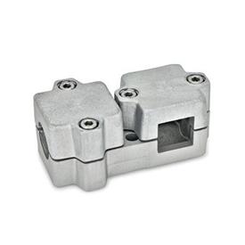 GN 194 Aluminum T-Angle Connector Clamps, Multi-Part Assembly Bildzuordnung1: B - Bore<br />Bildzuordnung2: V - Square<br />Finish: BL - Plain finish, Matte shot-blasted finish