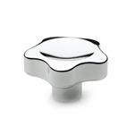 Technopolymer Plastic Solid Five-Lobed Knobs, Chrome Plated, with Brass Tapped Insert