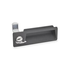 EN 731.2 Technopolymer Plastic Cam Latches / Cam Locks, with Gripping Tray, with Steel Latch Arm Type: SC - With key (Keyed alike)<br />Identification no.: 1 - Operation in the illustrated position top left