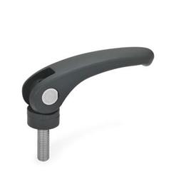 EN 926.1 Plastic Clamping Levers with Eccentrical Cam, with Stainless Steel Components, Threaded Stud Type Form: B - With fixed contact plate