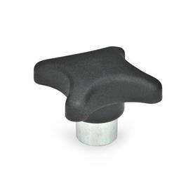 GN 6335.2 Technopolymer Plastic Hand Knobs, with Protruding Steel Hub 