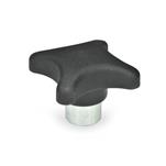 Technopolymer Plastic Hand Knobs, with Protruding Steel Hub