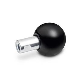 GN 319.2 Phenolic Plastic Revolving Ball Knobs, Long Shoulder Type, with Tapped and Threaded Steel Spindle Type: B - With tapped hole