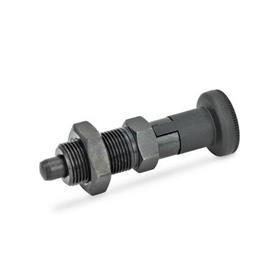 GN 617.1 Steel Indexing Plungers, with Plastic Knob, Lock-Out Material: ST - Steel<br />Type: AK - With lock nut