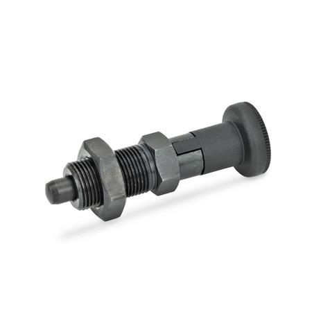 GN 617.1 Steel Indexing Plungers, with Plastic Knob, Lock-Out Material: ST - Steel
Type: AK - With lock nut