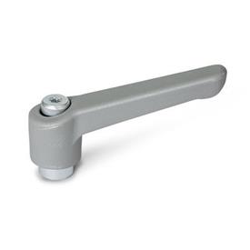 WN 300.2 Nylon Plastic Adjustable Levers, Tapped Type, with Zinc Plated Steel Components Color: GS - Gray, RAL 7035, textured finish