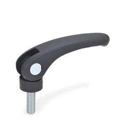 EN 926 Plastic Clamping Levers with Eccentrical Cam, with Steel Components, Threaded Stud Type Form: B - With fixed contact plate
