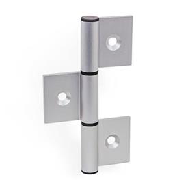 GN 2295 Aluminum Triple Winged Hinges, for Profile Systems / Panel Elements Type: A - Exterior hinge wings<br />Identification : C - With countersunk holes<br />Bildzuordnung: 125