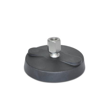 WN 9100.1 Soportes de nivelación «NY-LEV®» de acero inoxidable, base de plástico, tipo zócalo roscado, sin agujeros de montaje 