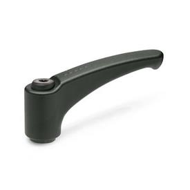 EN 602 Zinc Die-Cast Adjustable Levers, Ergostyle®, Tapped Type, with Steel Components Color: SW - Black, RAL 9005, textured finish
