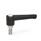 WN 304.1 Plastic Straight Adjustable Levers, Threaded Stud Type, with Stainless Steel Components, with Push Button Lever color: SW - Black, RAL 9005, textured finish
Push button color: G - Gray, RAL 7035