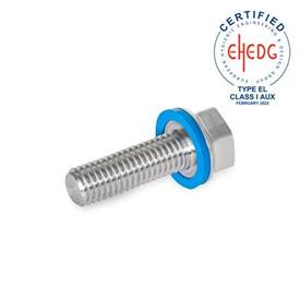 GN 1581 Stainless Steel Hex Head Screws, Hygienic Design, Low-Profile Head Finish: MT - Matte finish (Ra < 0.8 µm)<br />Sealing ring material: E - EPDM