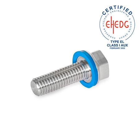 GN 1581 Stainless Steel Hex Head Screws, Hygienic Design, Low-Profile Head Finish: MT - Matte finish (Ra < 0.8 µm)
Sealing ring material: E - EPDM
