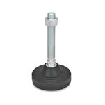 Steel Leveling Feet, Plastic Base, Threaded Stud Type with Spherical Seating, without Mounting Holes
