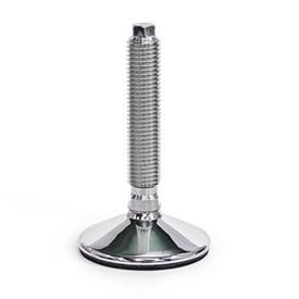 GN 17 Stainless Steel AISI 304 Leveling Feet, FDA Compliant Version (Stud): V - Without nut, external hex at the top, wrench flat at the bottom