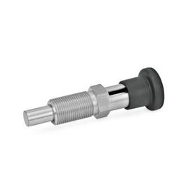 GN 817.8 Stainless Steel Indexing Plungers, Lock-Out and Non Lock-Out, with Removable Pin Material: NI - Stainless steel<br />Type: C - Lock-out, without lock nut