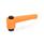 WN 304 Plastic Straight Adjustable Levers with Push Button, Tapped or Plain Bore Type, with Steel Components Lever color: OS - Orange, RAL 2004, textured finish
Push button color: S - Black, RAL 9005