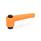 WN 304 Nylon Plastic Straight Adjustable Levers with Push Button, Tapped or Plain Bore Type, with Steel Components Lever color: OS - Orange, RAL 2004, textured finish
Push button color: S - Black, RAL 9005