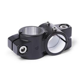 GN 132.1 Conectores de actuadores lineales de dos vías, de aluminio, para sistema de un eje d1: G - Con cojinete de deslizamiento<br />Acabado: S - Negro, RAL 9005, acabado texturizado