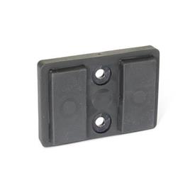 GN 57.2 Steel Retaining Magnets, Rectangular-Shaped, Tapped or Plain Holes, with Rubber Jacket Type: D - With 2 plain holes