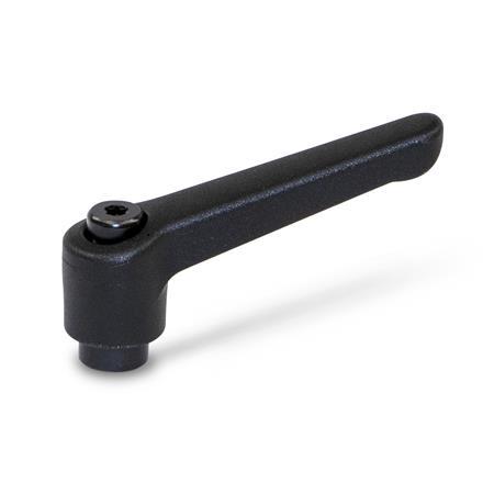 Adjustable Levers WN 300: Plastic, Tapped or Plain Bore Type, with Blackened Steel Components