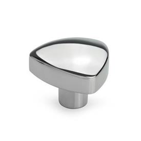 GN 5339.5 Perillas triangulares de acero inoxidable, con orificio roscado o liso Tipo: E - Con orificio ciego roscado<br />Acabado: PL - Acabado altamente pulido