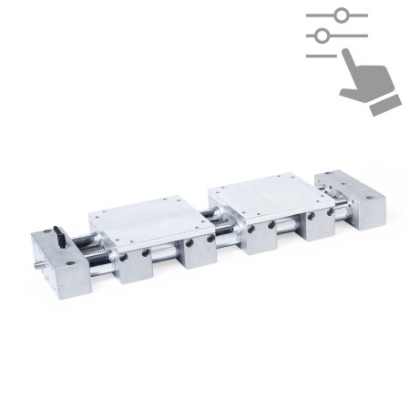 Precision Double Tube Linear Actuators GN 6940: Steel / Stainless Steel, with Two Opposing Double Sliders, Configurable