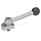 GN 918.5 Stainless Steel Eccentrical Cam Units, Radial Clamping, with Threaded Bolt Type: KV - With ball lever, angular (serrations)
Clamping direction: R - By clockwise rotation (drawn version)