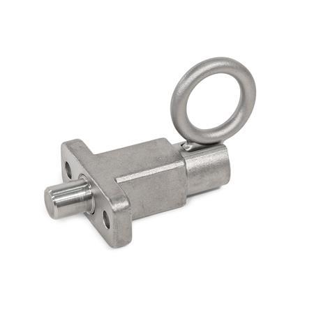 GN 722.5 Stainless Steel Indexing Plungers, Lock-Out, with Mounting Flange,  with Pull Ring