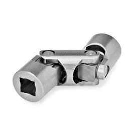 DIN 808 Steel Universal Joints with Needle Bearing, Single or Double Jointed Bore code: V - With square<br />Type: DW - Double jointed, needle bearing
