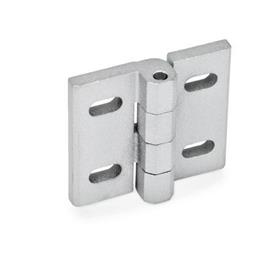 GN 235 Charnières réglables, zinc moulé sous pression Matériau: ZD - Zinc moulé sous pression<br />Type: B - Réglableà l'horizontale<br />Finition: SR - Argenté, RAL 9006, finition texturée