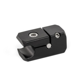 GN 476.2 Aluminum Rail T-Mounting Clamps, Splittable Type: A - With axial bore<br />Finish: ELS - Anodized finish, black