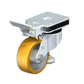  HRLK-ALTH Steel Heavy Duty Extrathane® Treaded Leveling Caster, with Swivel Head, with Plate Mounting 