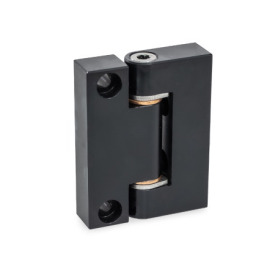 GN 7580 Aluminum Precision Hinges, Bronze Bearing Bushings, Used as Joint Finish: ALS - Anodized finish, black<br />Inner leaf type: A - Tangential fastening with cylindrical recess<br />Outer leaf type: C - Radial fastening with cylindrical recess