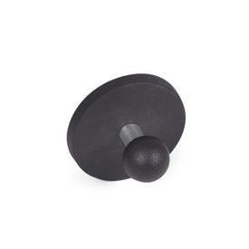 GN 51.7 Steel Retaining Magnets, with Ball Knob or Key Ring, with Rubber Jacket Type: A - With ball knob