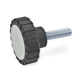 GN 7336 Technopolymer Plastic Hollow Knurled Knobs, with Steel or Stainless Steel Threaded Stud  Material: ST - Steel