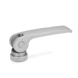 GN 927.5 Stainless Steel Clamping Levers with Eccentrical Cam, Tapped Type, with Plastic Contact Plate Type: A - Plastic contact plate with setting nut