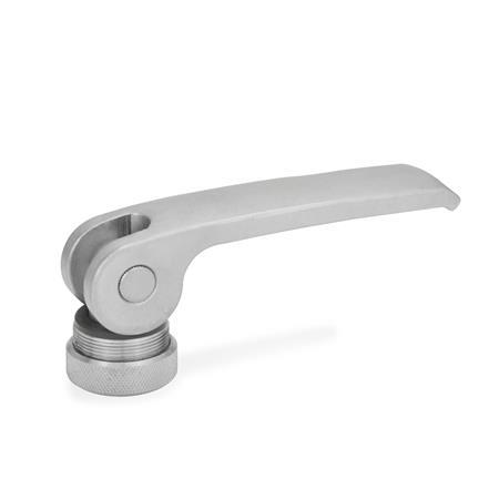 GN 927.5 Stainless Steel Clamping Levers with Eccentrical Cam, Tapped Type, with Plastic Contact Plate Type: A - Plastic contact plate with setting nut
