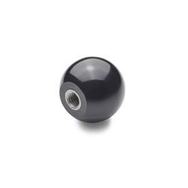 DIN 319 Perillas de bola de plástico, tipo agujero roscado o inserto roscado Material: KU - Plástico<br />Tipo: E - Con inserto roscado