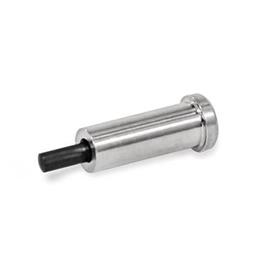 GN 614.6 Poussoirs à ressort en acier / inox, sans filetage, avec collier Type: KN - Inox, ressort à charge standard