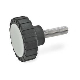 GN 7336 Technopolymer Plastic Hollow Knurled Knobs, with Steel or Stainless Steel Threaded Stud  Material: NI - Stainless steel