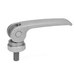 Stainless Steel Clamping Levers with Eccentrical Cam, with Stainless Steel Contact Plate, Threaded Stud Type