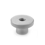 Stainless Steel Knurled Nuts, with Tapped Through Bore