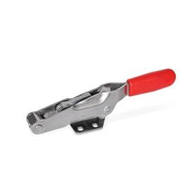 GN 850.1 Abrazaderas de palanca tipo pestillo, de acero inoxidable, con base de montaje horizontal Tipo: TF - Sin eje de tracción, sin cierre<br />Material: NI - Acero inoxidable