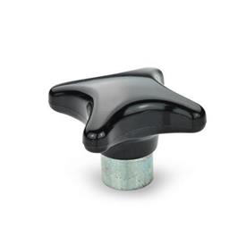 GN 6335.1 Plastique phénolique, boutons à main, avec moyeu en acier, types taraudé et alésage borgne 